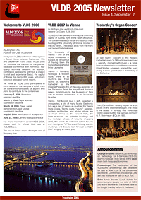 Frontpage of VLDB 2005 Newsletter